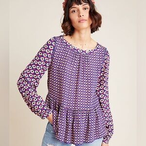 Maeve By Anthropologie Cheyenne Peplum Blouse